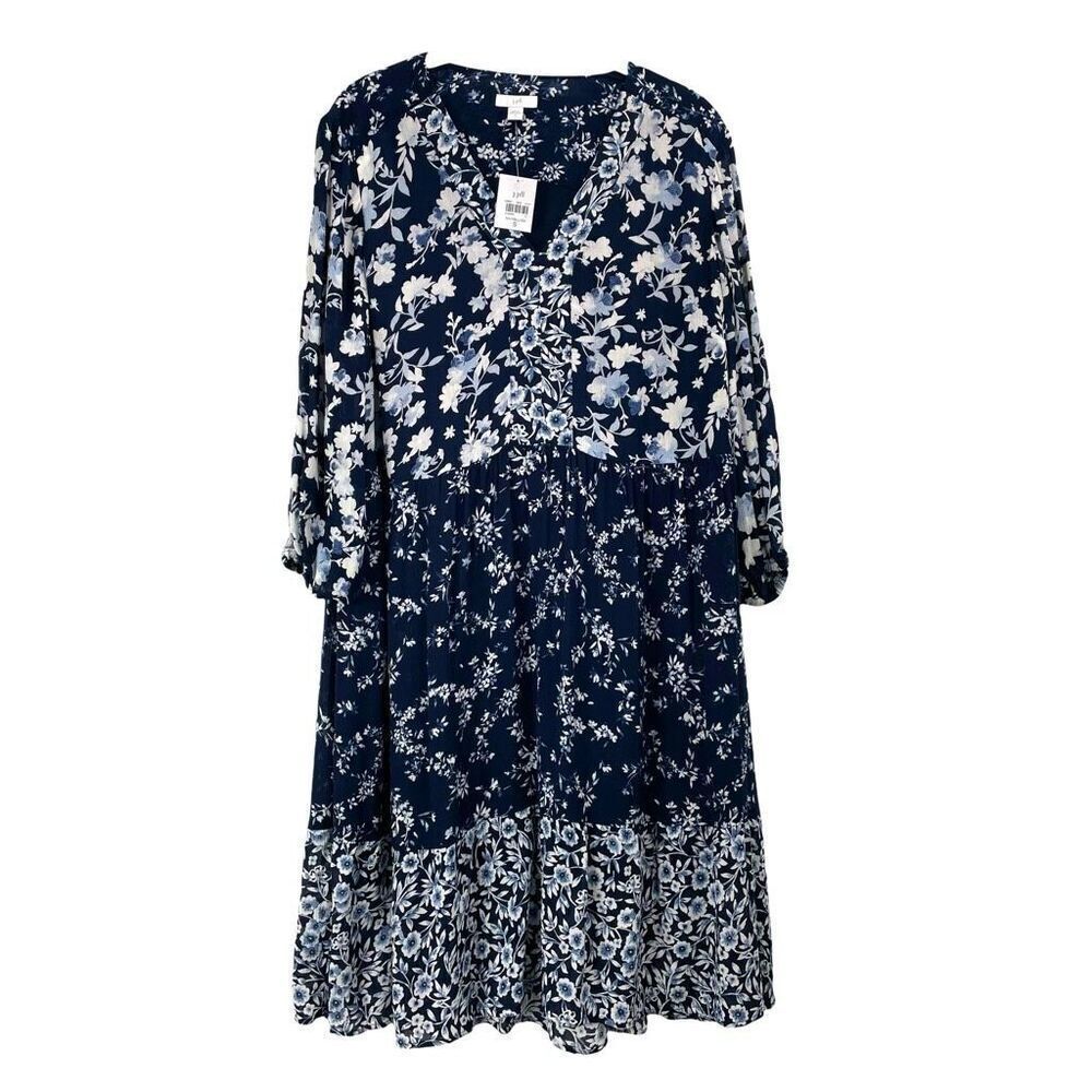 NEW J. Jill floral midi dress Size‎ S blue